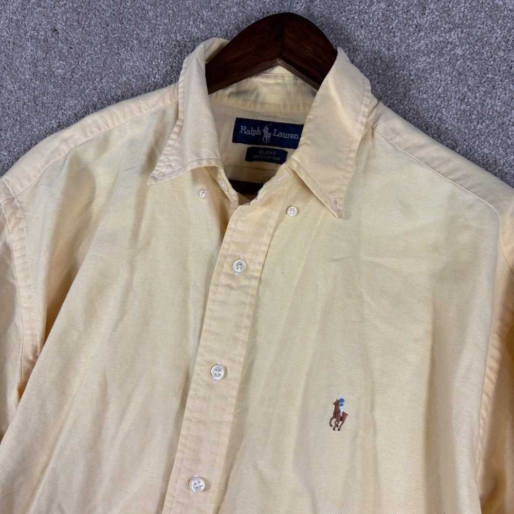 Polo Ralph Lauren Blake Shirt Mens Large Yellow Oxford Cotton Long Sleeve Button